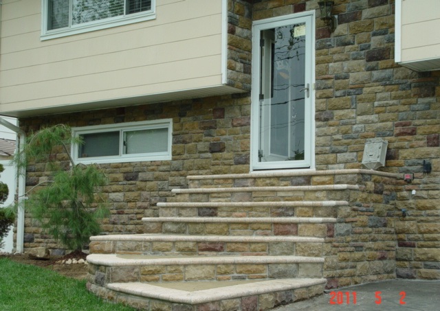 Cultured Stone Facade & Stone Front Steps